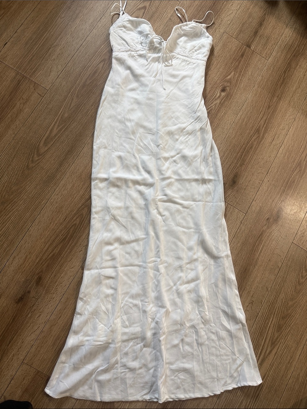 Princess Polly White Strapless Lace-Trim Slip Dress